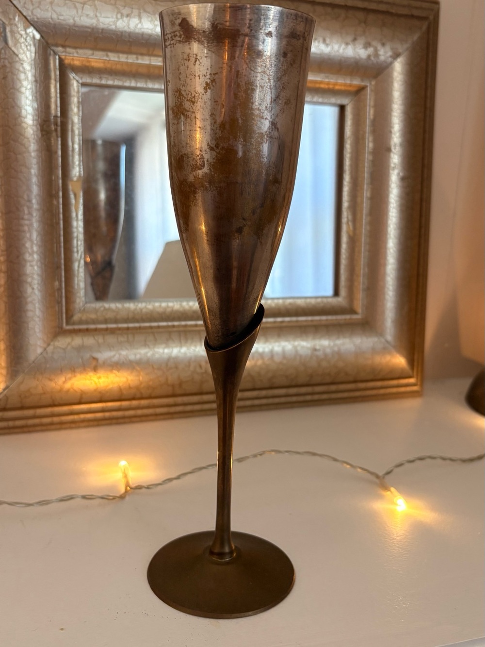 Antique-Style Bronze Tone Champagne Flute